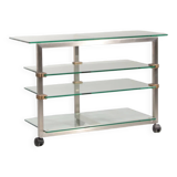 Table d'appoint, console sur roulettes Peter Ghyzcy, années 1970