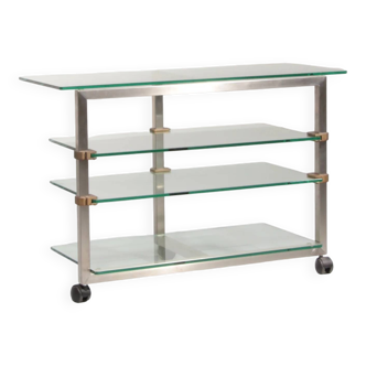 Rare 1970s Peter Ghyzcy side table on wheels