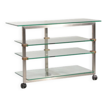 Table d'appoint, console sur roulettes Peter Ghyzcy, années 1970