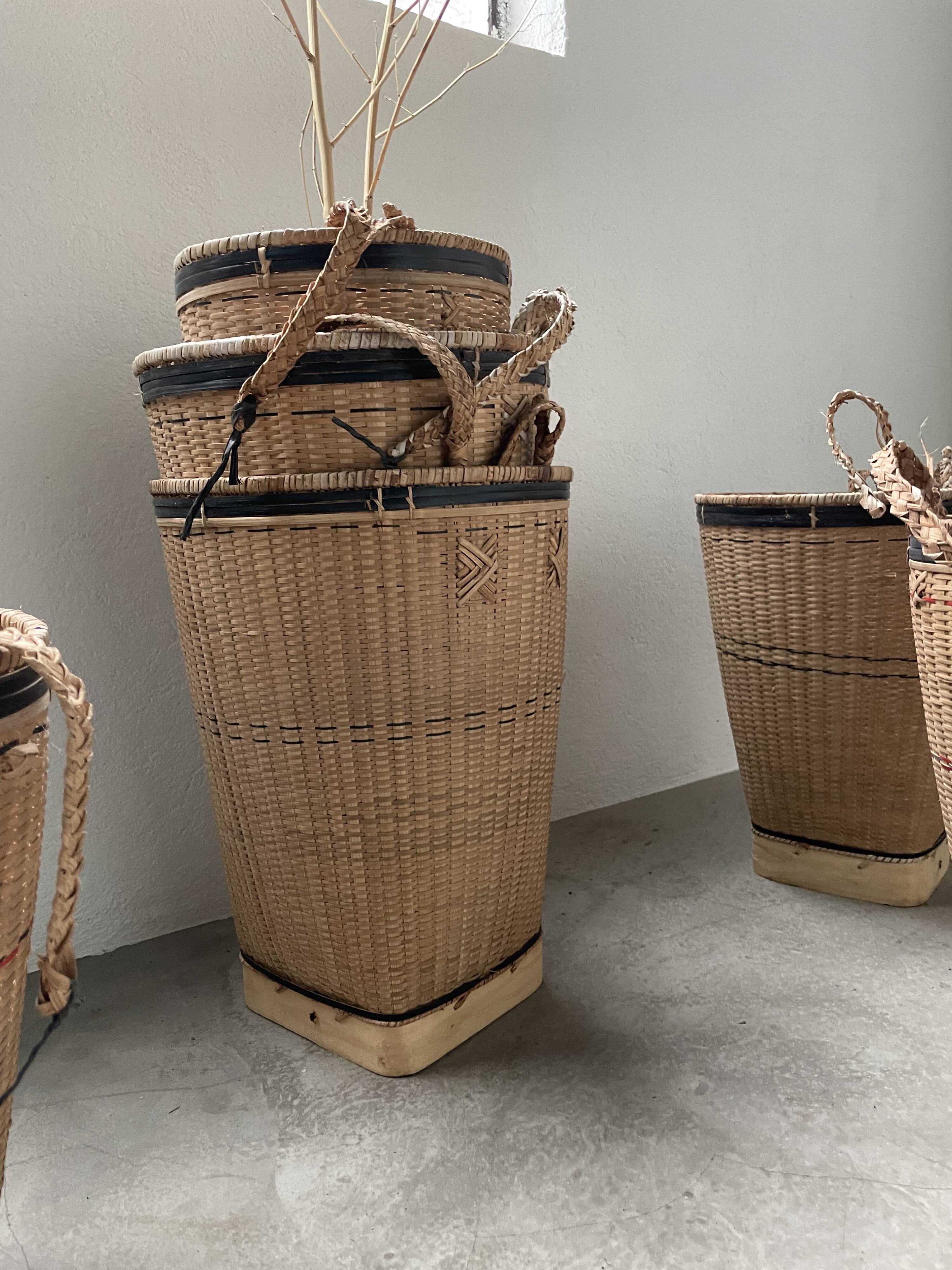 Lot of old grocery baskets