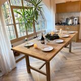 Solid wood farmhouse table with 2 extensions