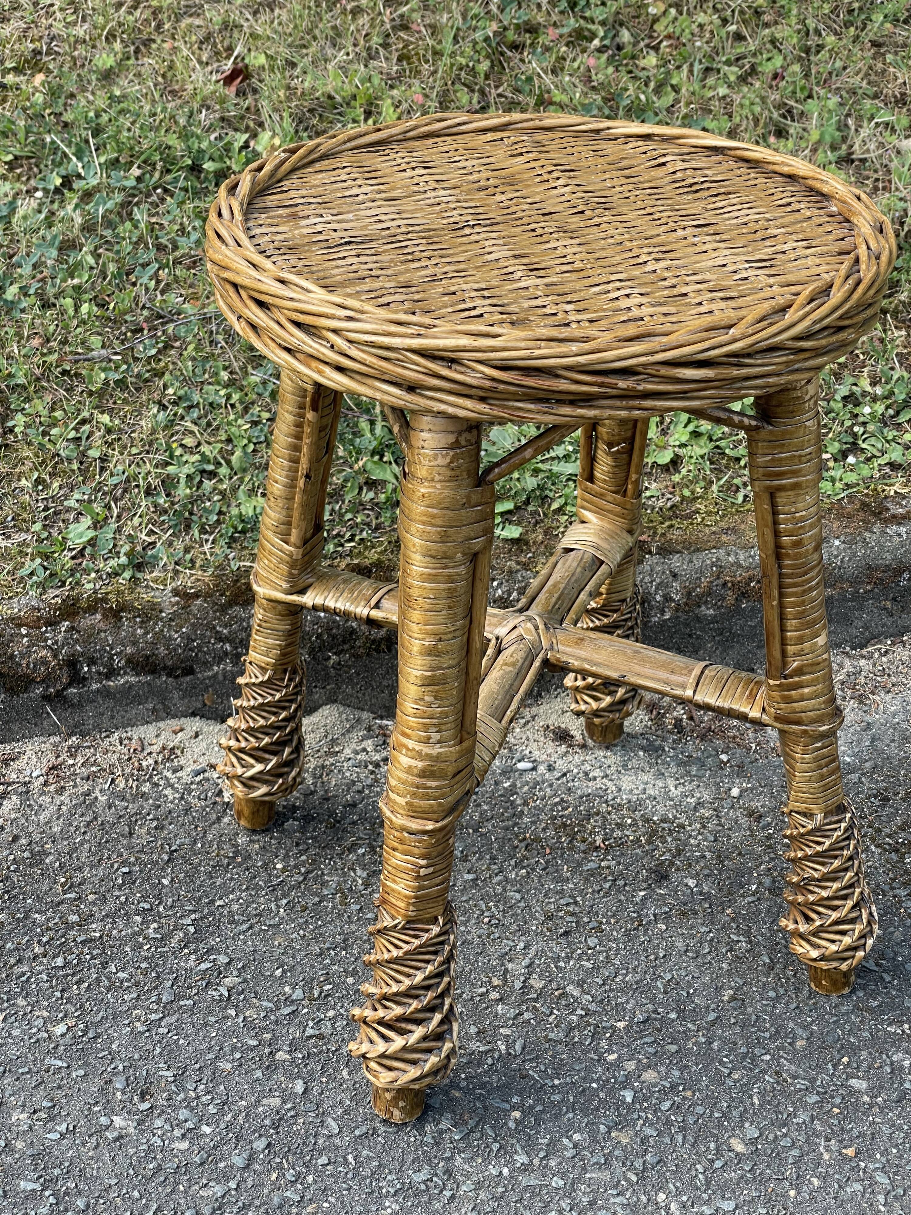 Braided wicker stool