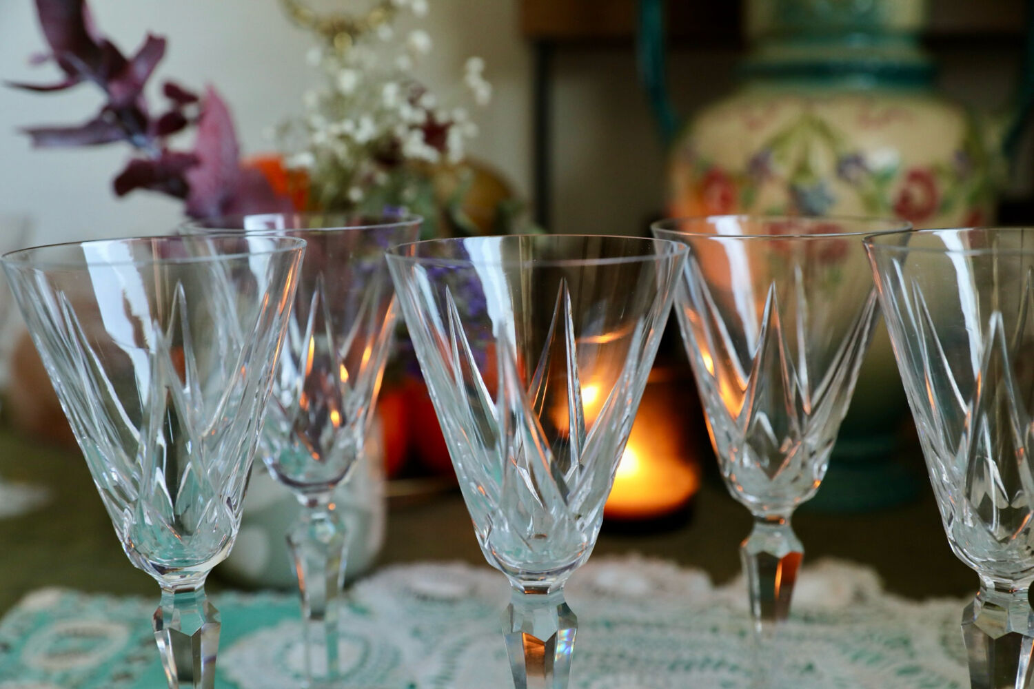 5 verres à vin rouge en cristal Saint Louis