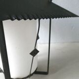 Lantern suspension in black metal and opaline of the 50s