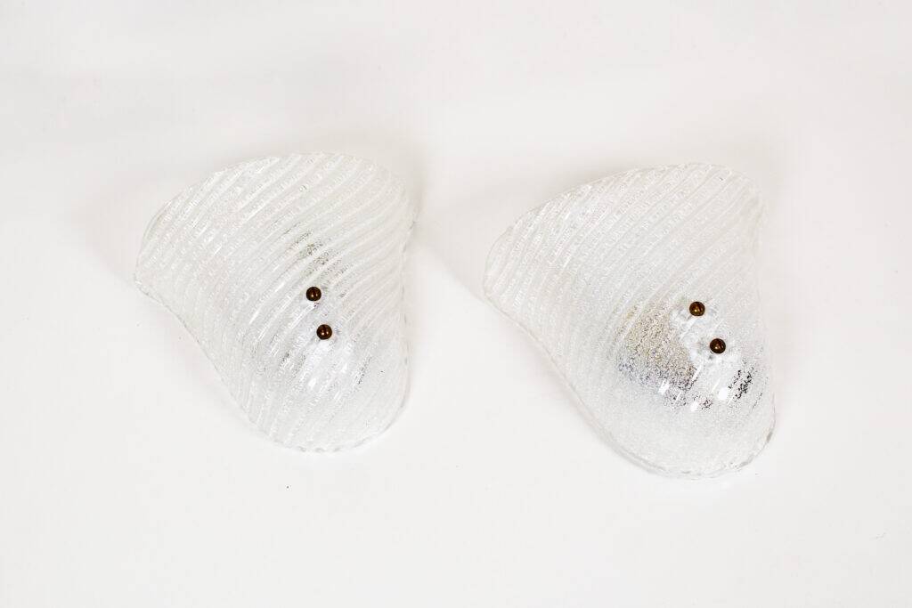 Set of 2 Murano glass 'Shell' wall sconces