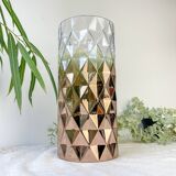 Vintage glass vase with geometric pattern in rose gold gradient