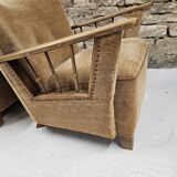 Pair of 50" Brutalist armchairs