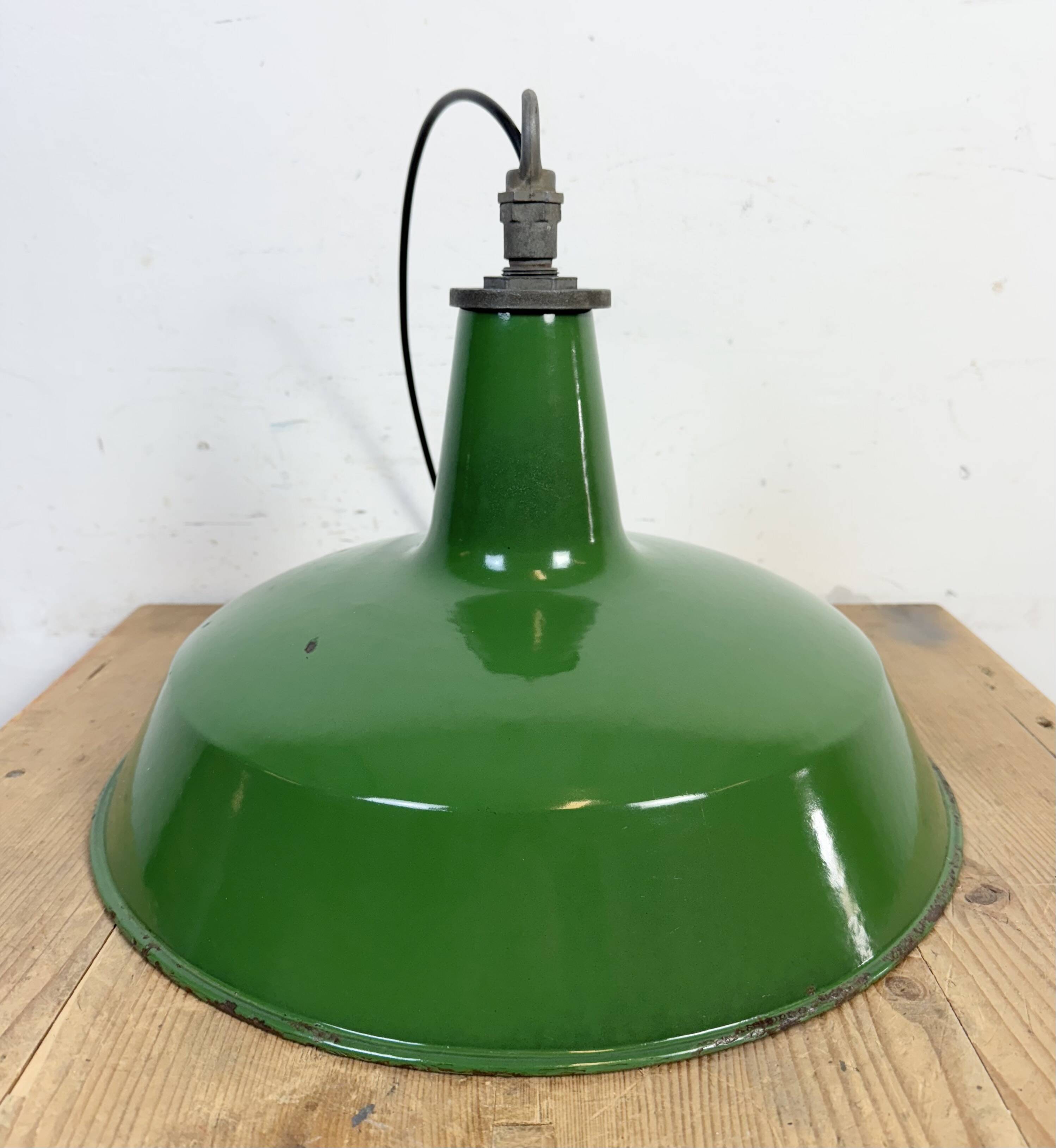 Industrial Green Enamel Factory Pendant Lamp from Revo, 1950s