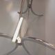 Vintage rectangular rounded dining table in smoked glass and chrome metal