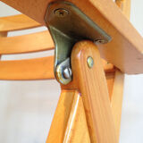 Pair of folding armchairs in varnished wood signed Clairitex