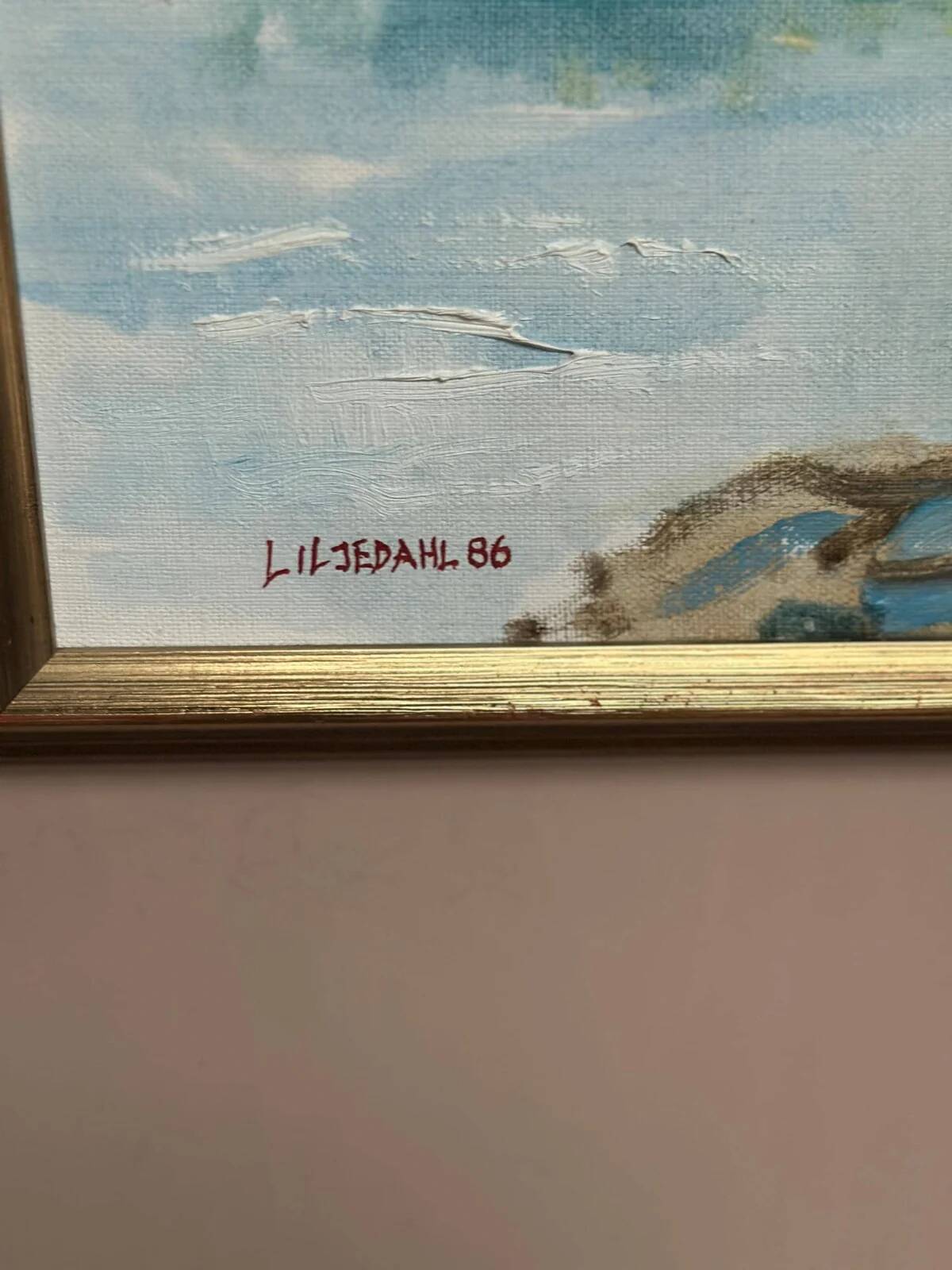 Original Swedish Oil on Canvas – “River” by Liljedahl – Signed – Dated 1986