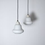 Opaline Glass Ceiling Lamps, Denmark, 1940-50s