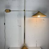 Italian Adjustable Floor Lamp in Pencil Reed, Bamboo, Rattan and Brass, 1970s