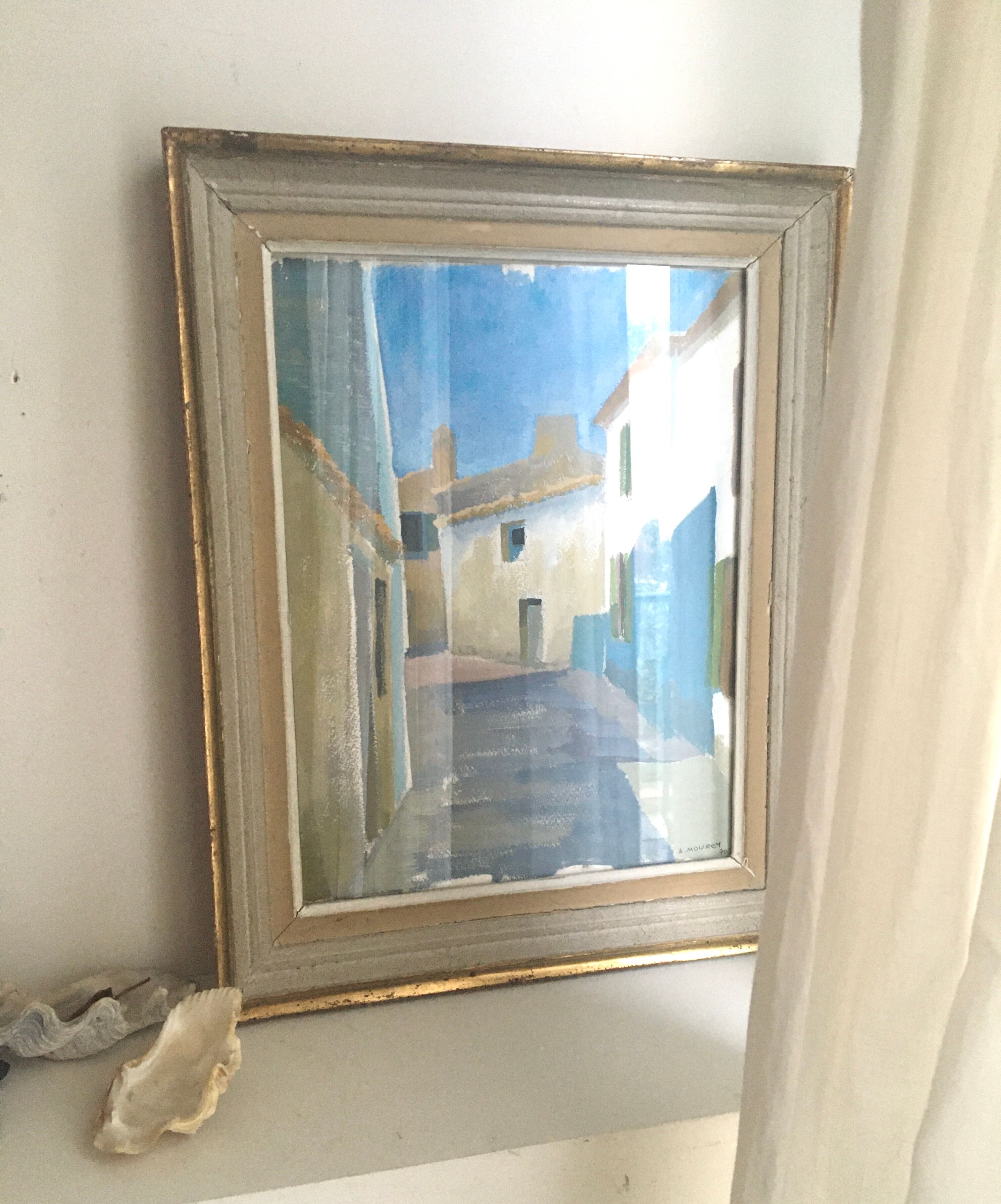 Oil on paper, glazed wood frame