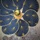Flower wall sconce, 8 petals in rattan and art deco fabric