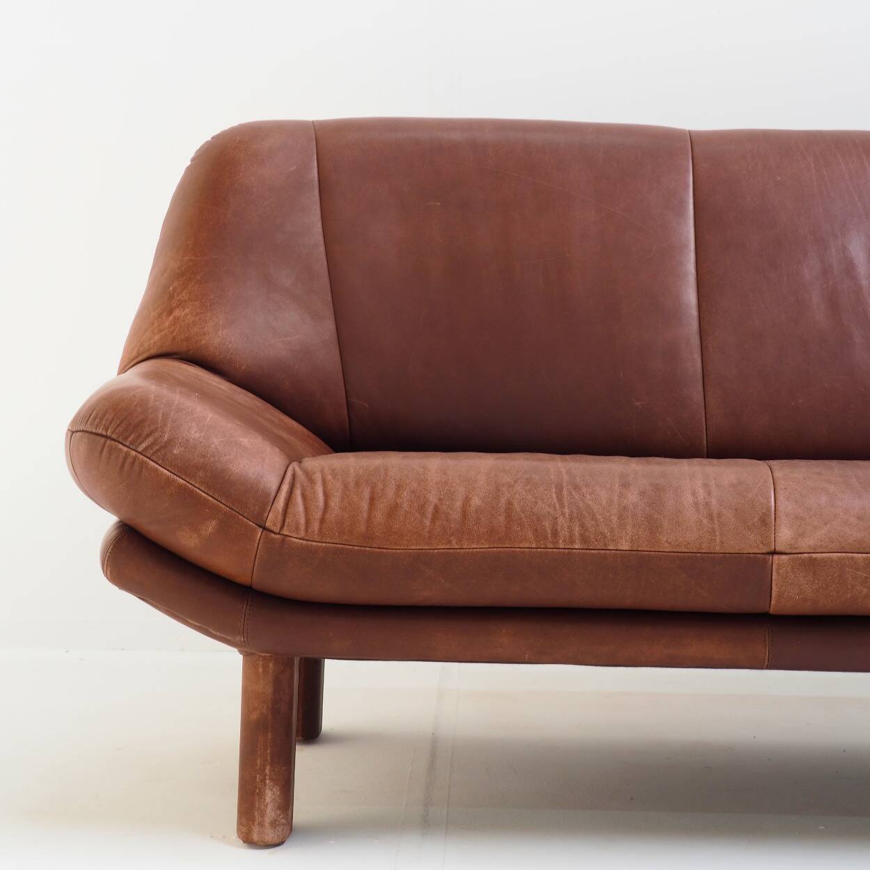 3-Seater Sofa with Great Patina in Brown Leather Upholstery