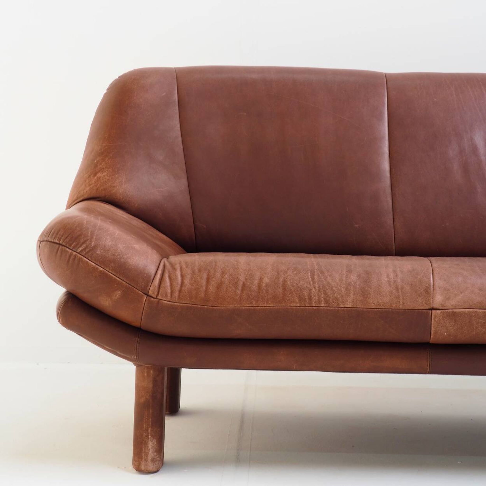 3-Seater Sofa with Great Patina in Brown Leather Upholstery