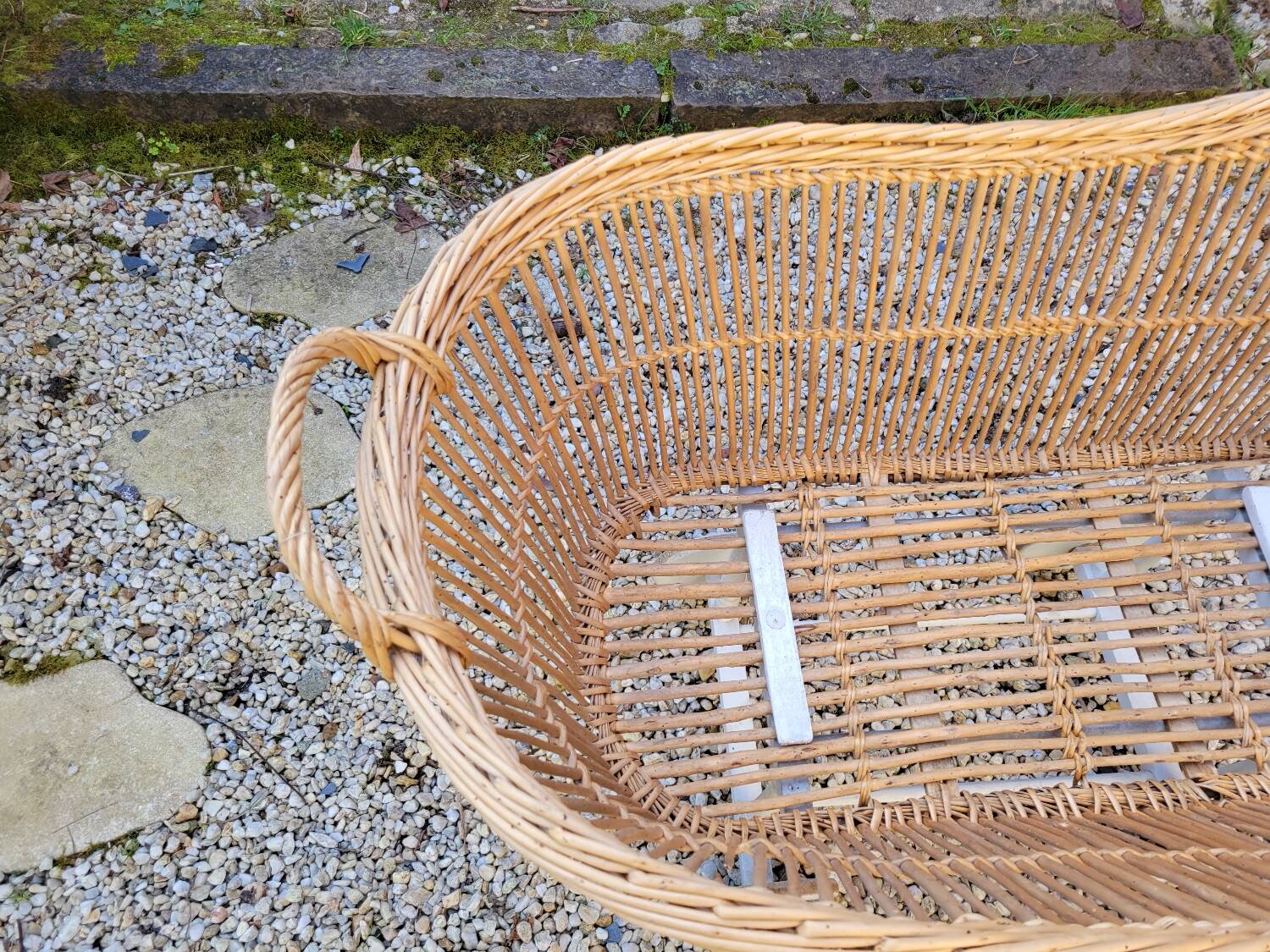 Wicker cradle on wheels, late 19th century