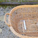 Wicker cradle on wheels, late 19th century
