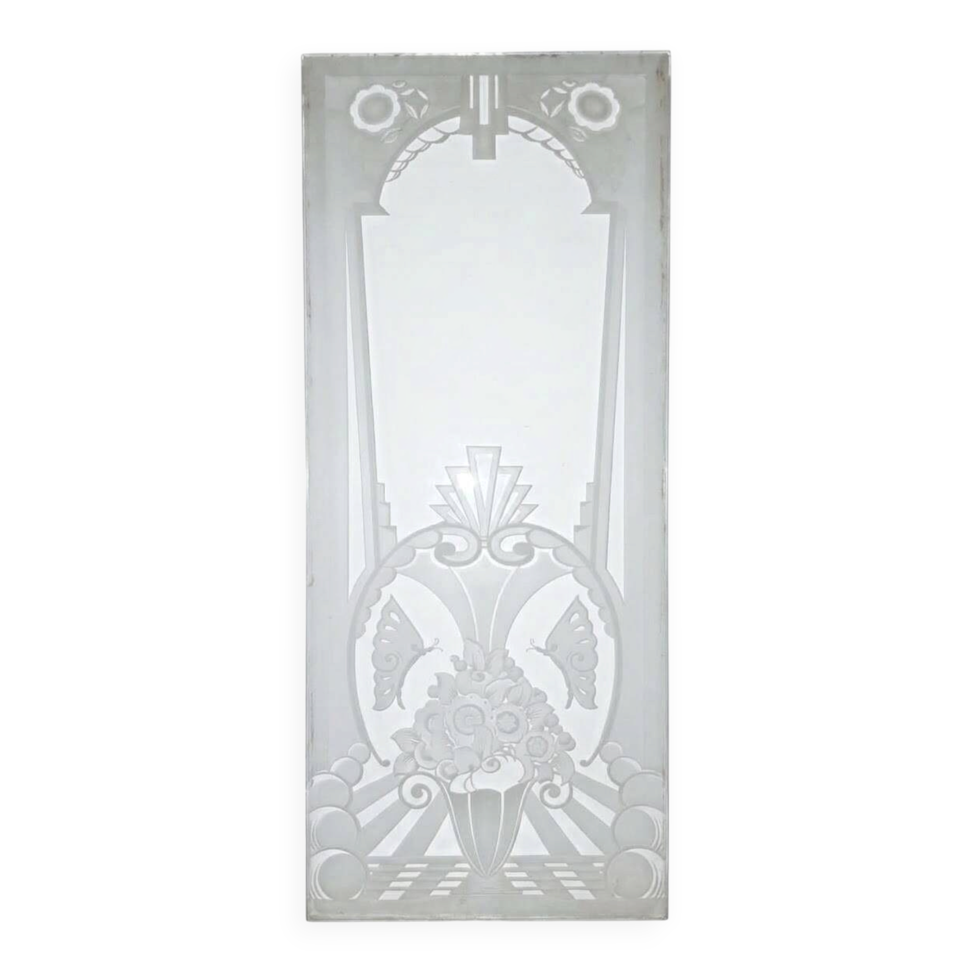 Art Deco engraved glass door panel