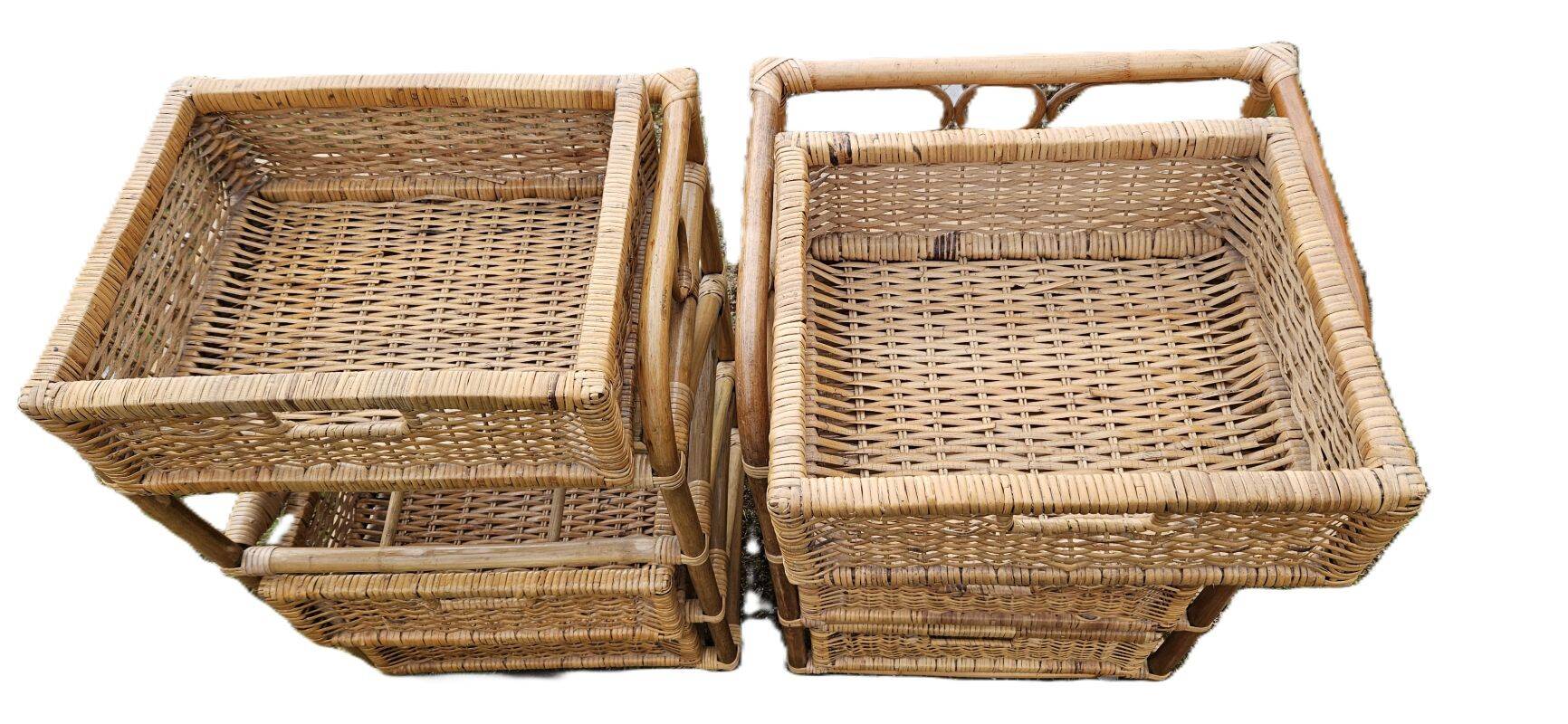 2 vintage bamboo and rattan bedside tables from the 1970s