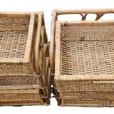 2 vintage bamboo and rattan bedside tables from the 1970s