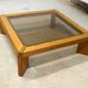 grande table basse en chêne et verre fume, 1970