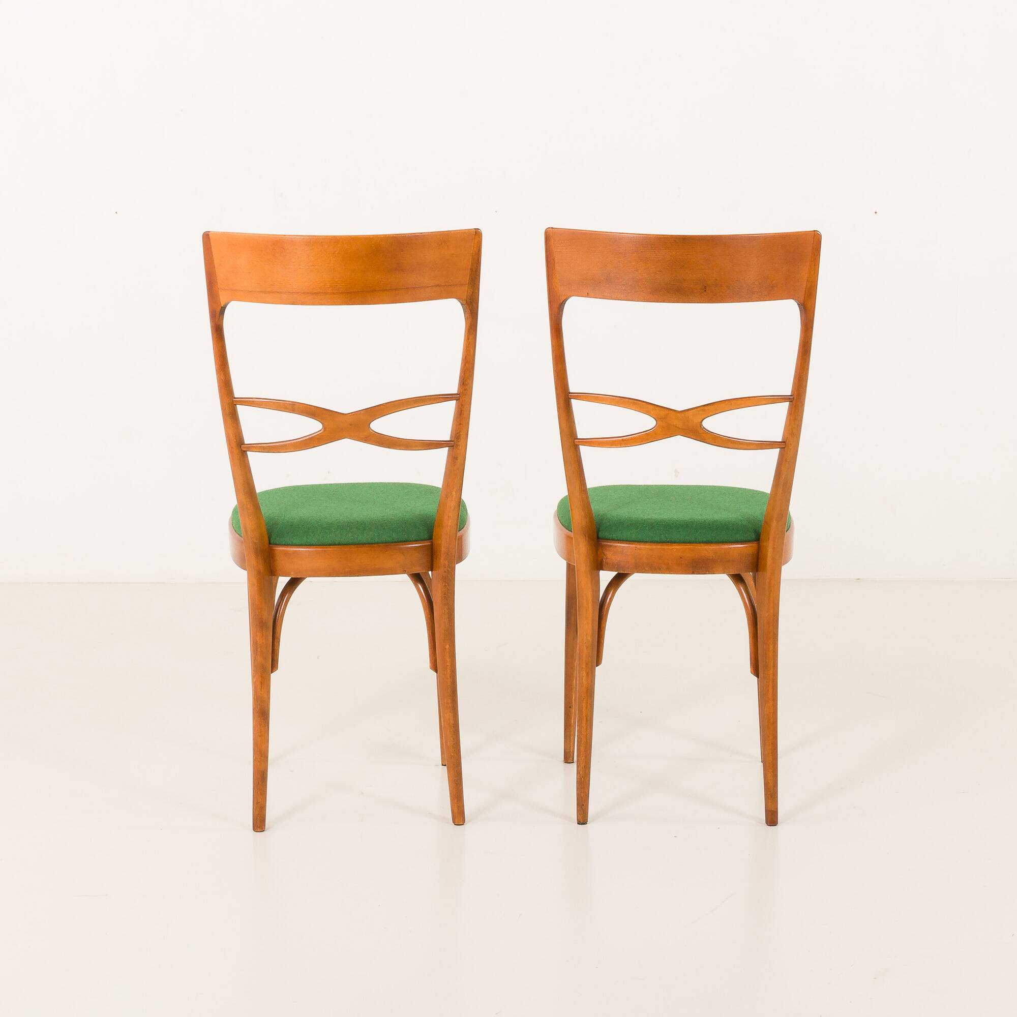 Italian mid-century chairs in walnut and wool