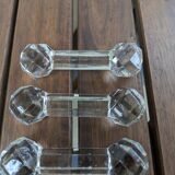 Ensemble de 6 anciens porte-couteaux en verre ou cristal à pointes de diamant
