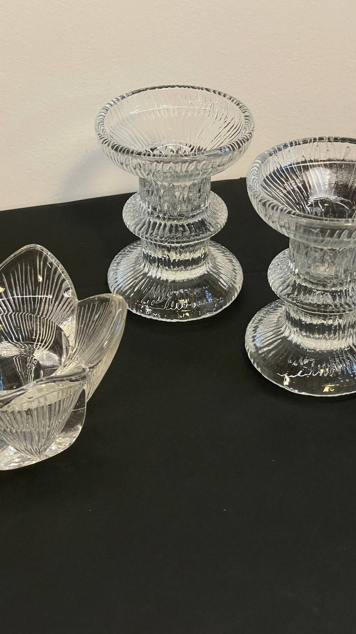 Vintage-style crystal candlesticks in the style of LITTLA