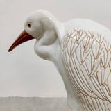 Vintage Italian ceramic crane bird XL Majolica