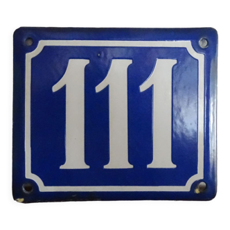 Plaque de rue émaillée ancienne - Plaque de rue numéro 111