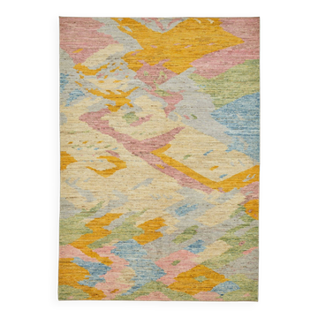 Hand-Knotted Turkish Contemporary 202 cm x 288 cm Multicolor Wool Carpet