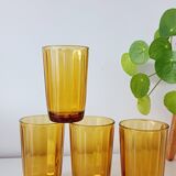 Lot de 4 verres à eau en verre ambré