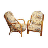 Pair of rattan chairs Audoux & Minnet 1960