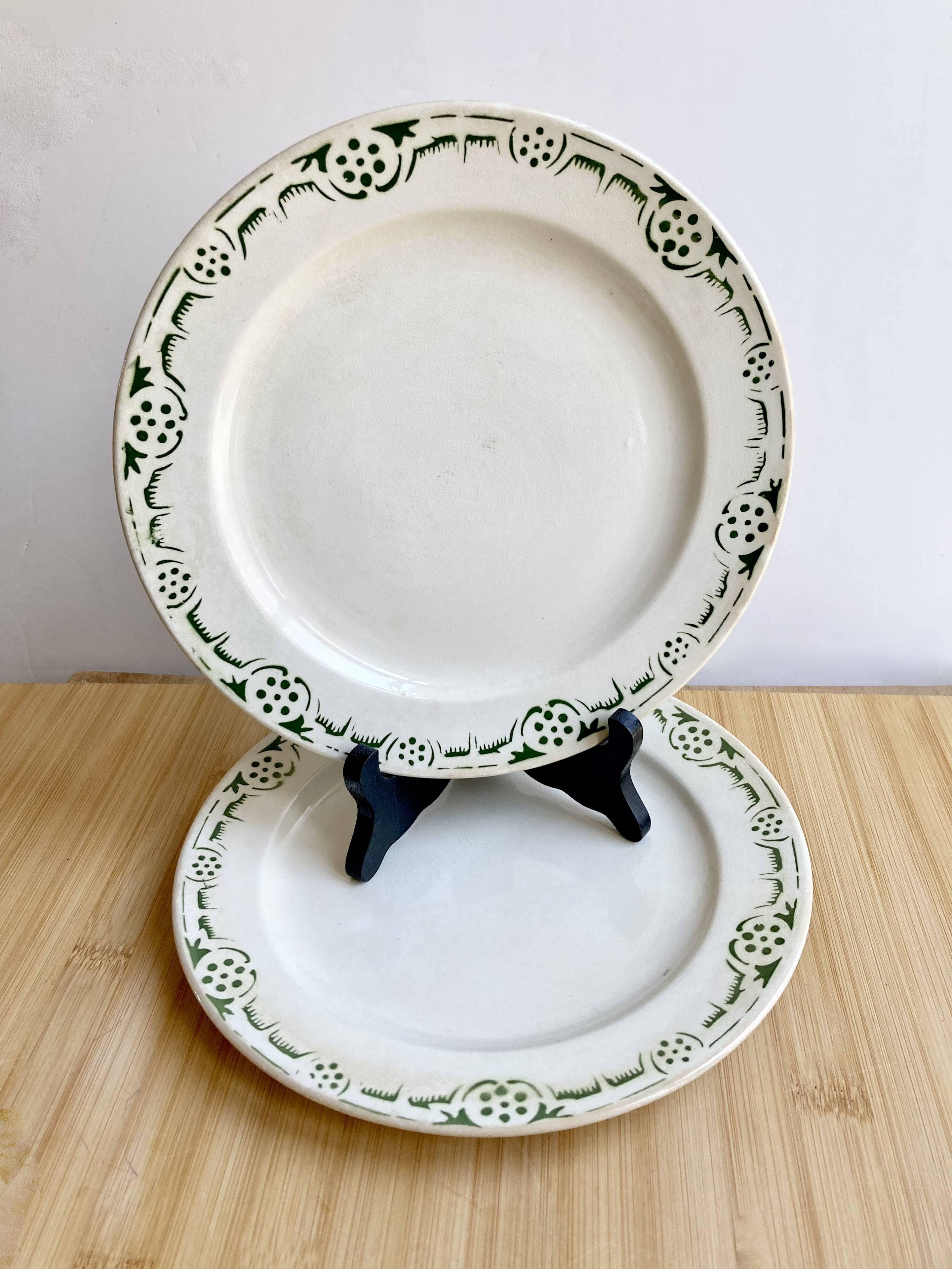 Duo of Badonviller Art Deco Iron Earth plates