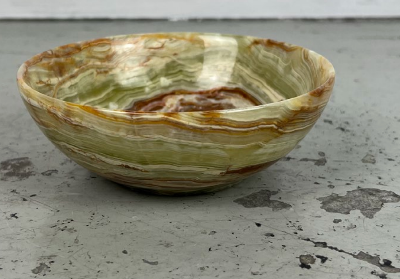 Vintage green onyx bowl