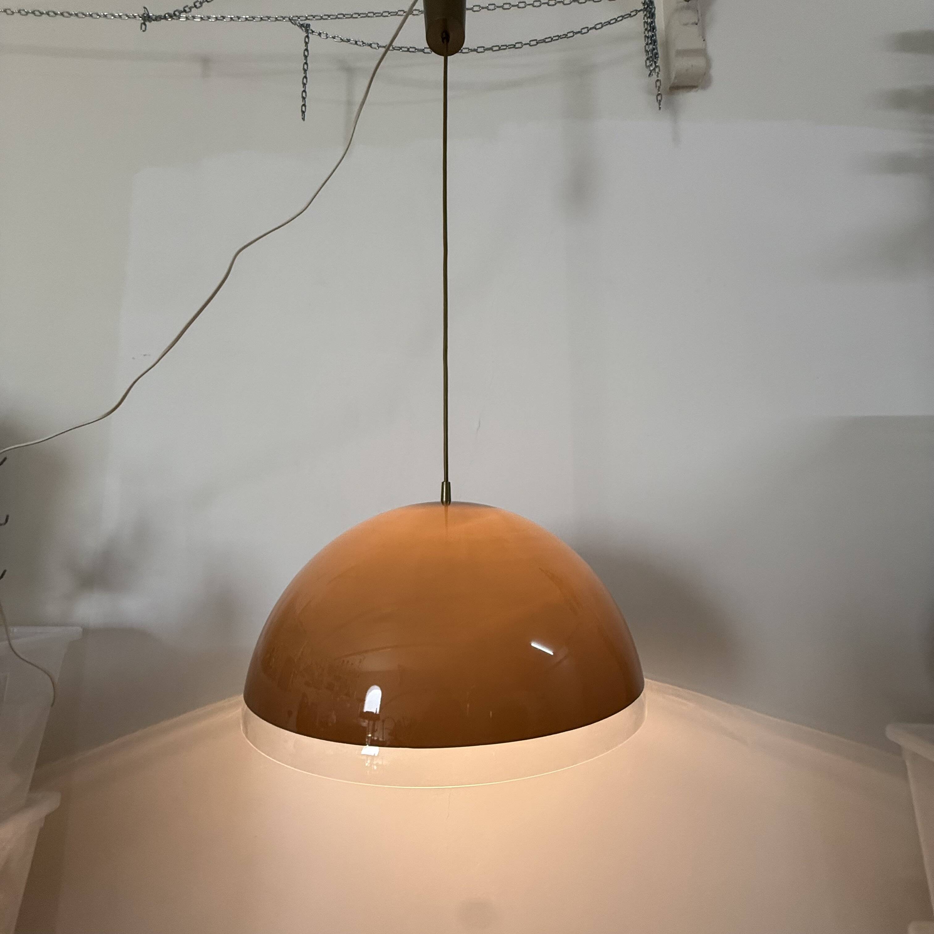 Mushroom hanging lamp brown , 1970s