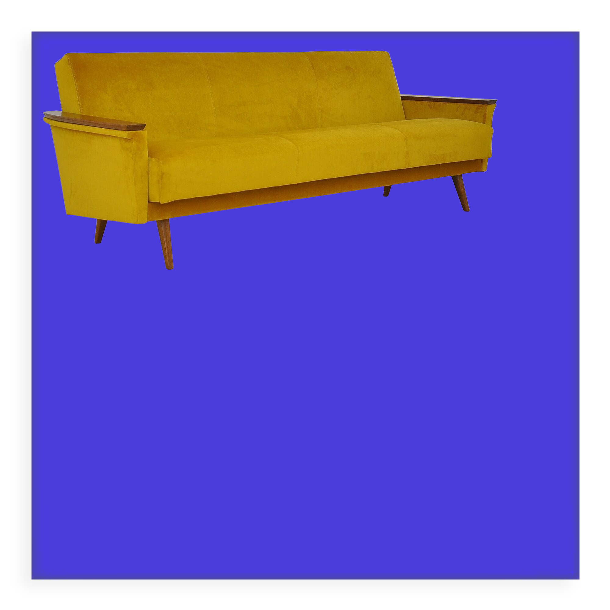 Velvet Daybed Sofa with fold-out function, 1960s