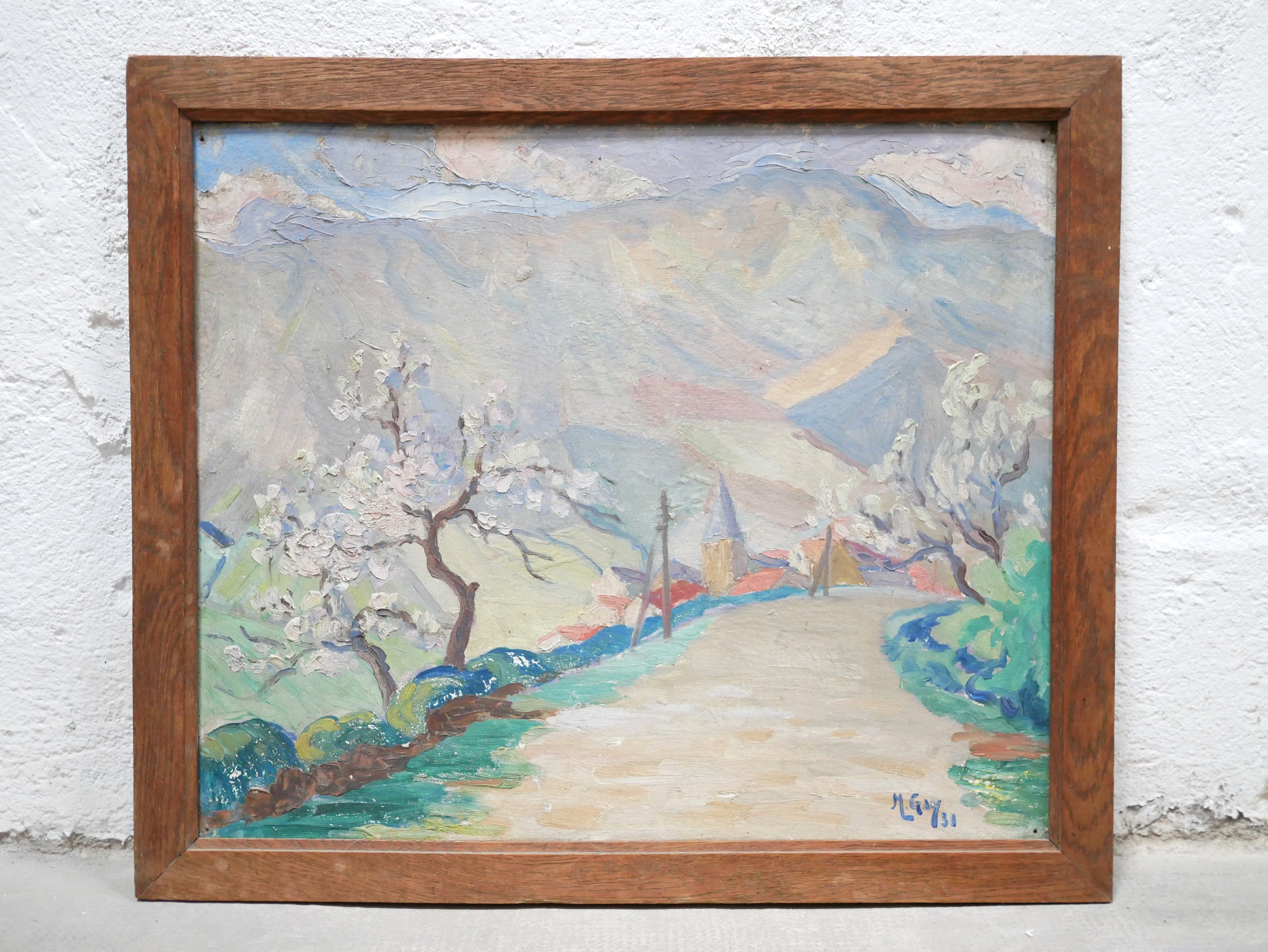 Old painting on panel signed M. Gay