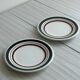 Vintage Dessert Plate Duo with Green and Burgundy Red Border
