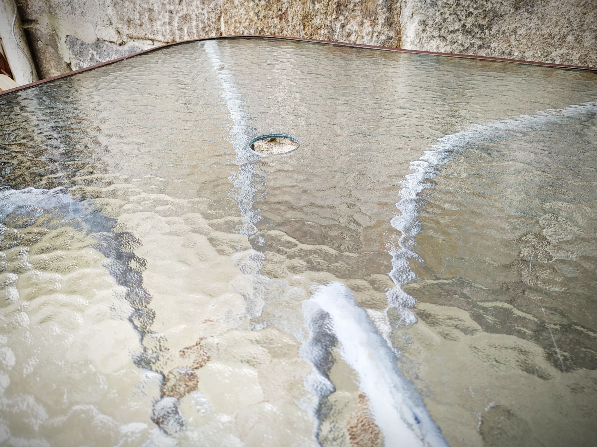 Old garden pedestal table