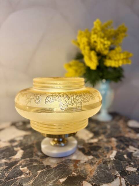 Yellow floral globe art nouveau table lamp