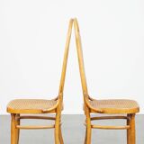 Set of 2 light brown bentwood Thonet style chairs model "Long John"