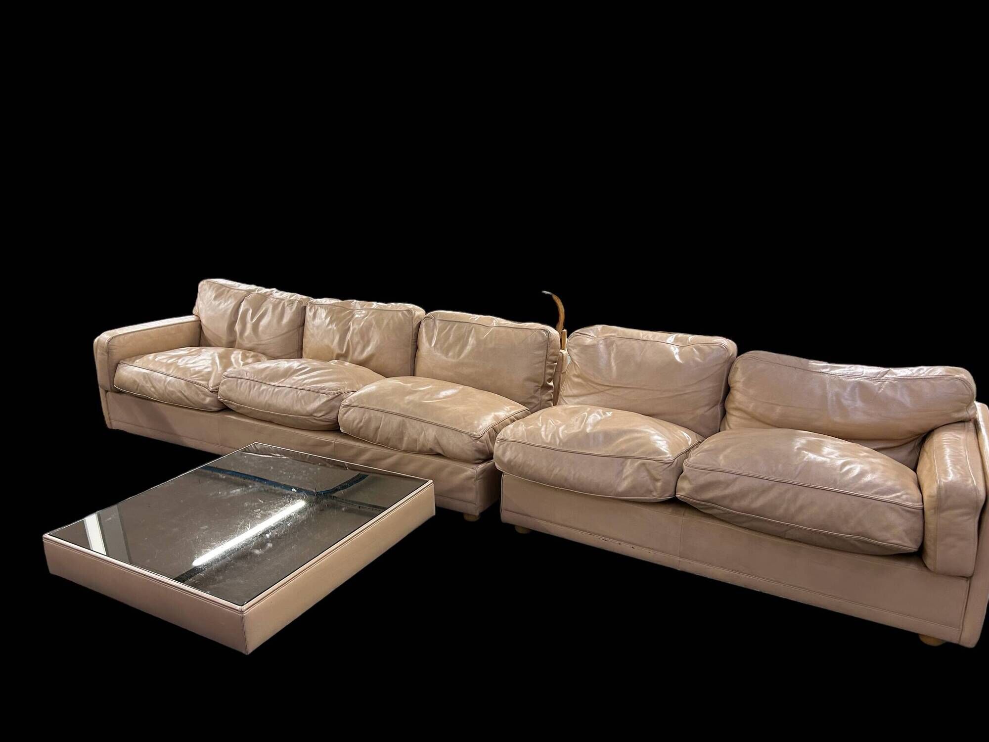 Modular sofa Poltrona Frau model Socrates in beige leather