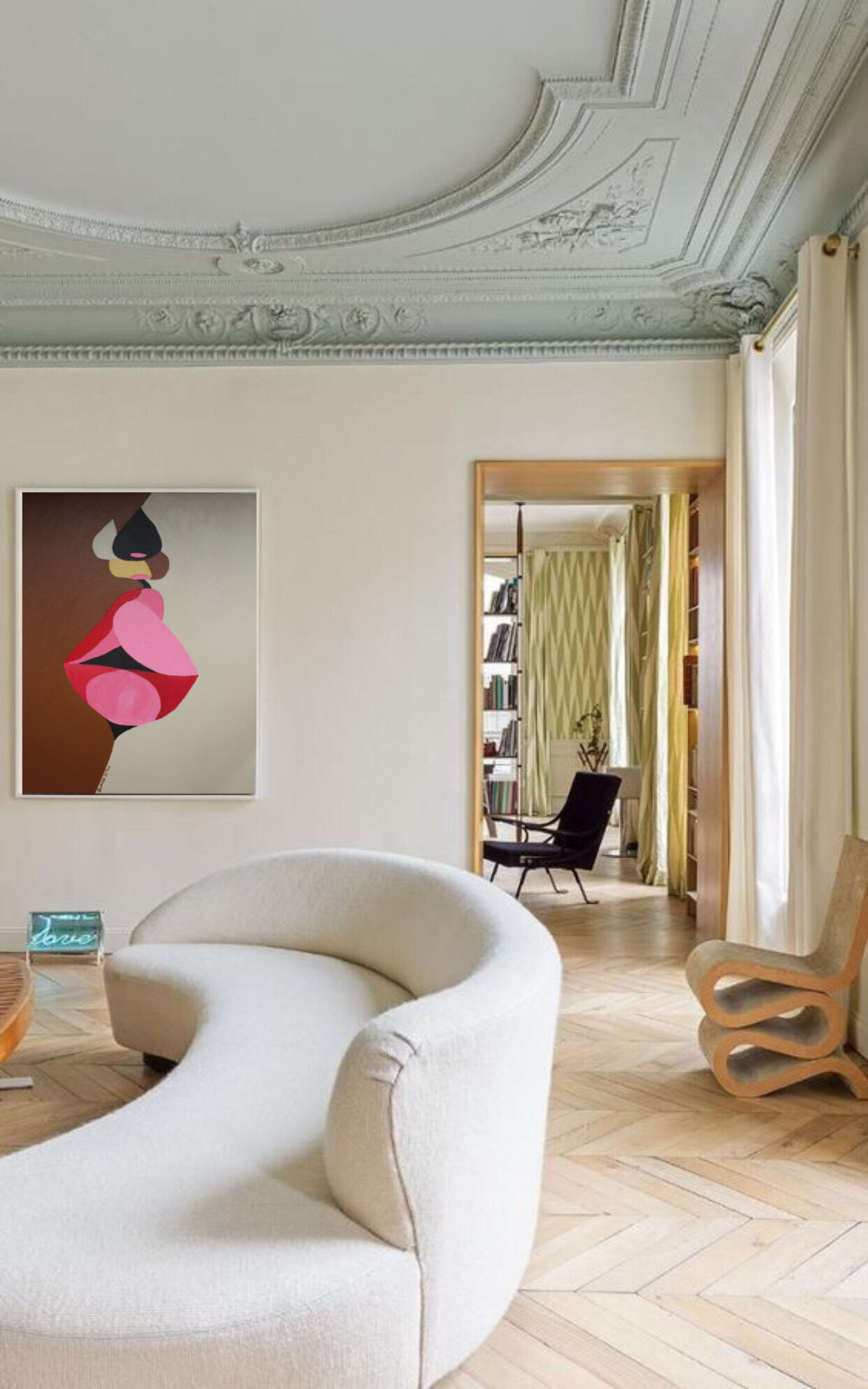 Romantic acrylic painting on cotton "the kiss" 80x60 cm