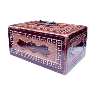 Antique Indian Jewellery Box With Mirror