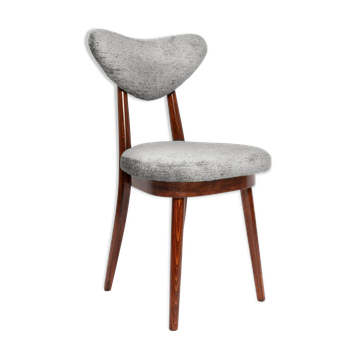 Vintage mid-century grey velvet heart-shaped chair, Europe, 1960s.