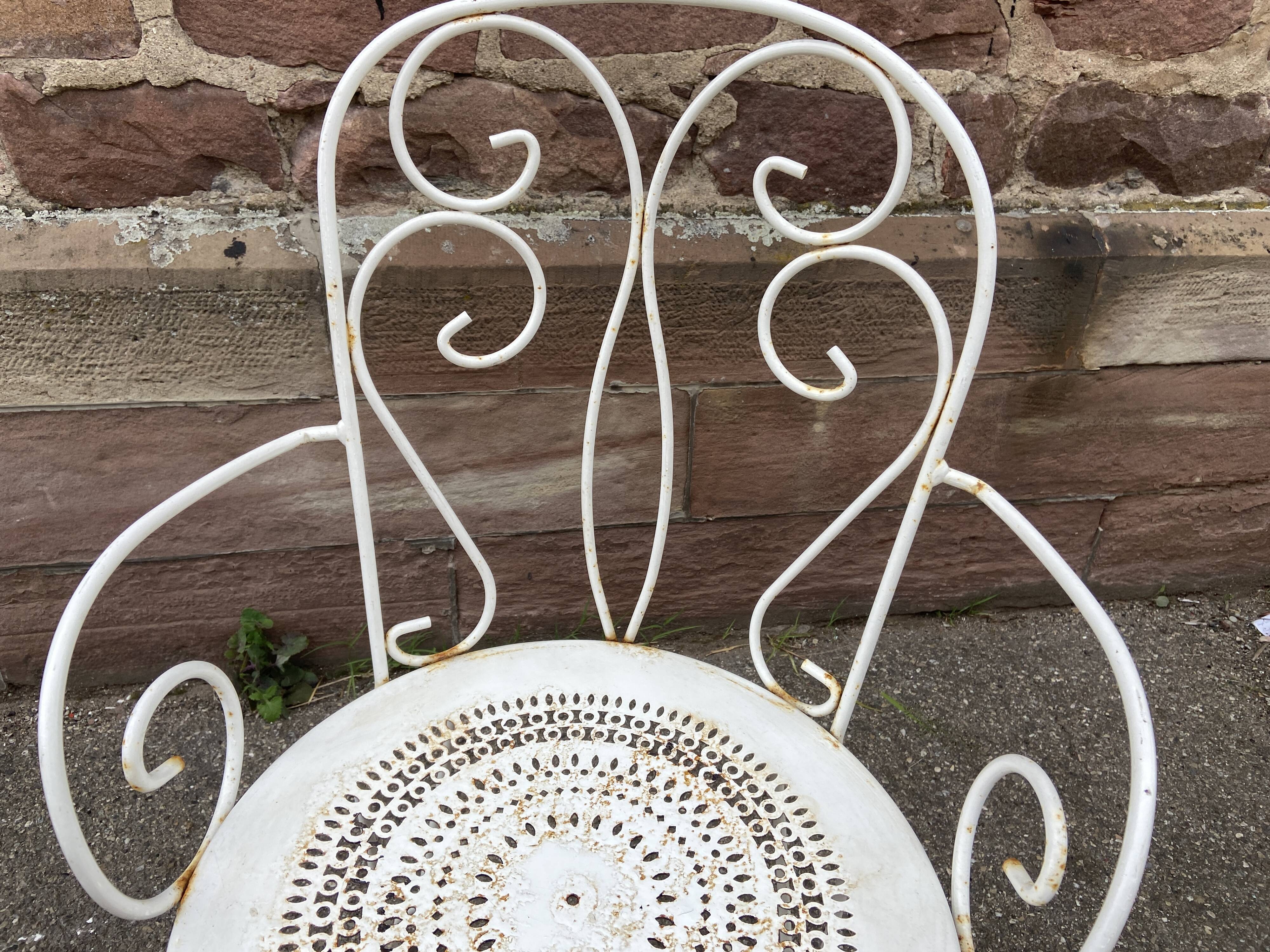 Pair of armchairs vintage wrought iron garden chairs