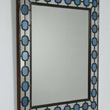 Scandinavian Mirror with light-blue leaded-glass frame